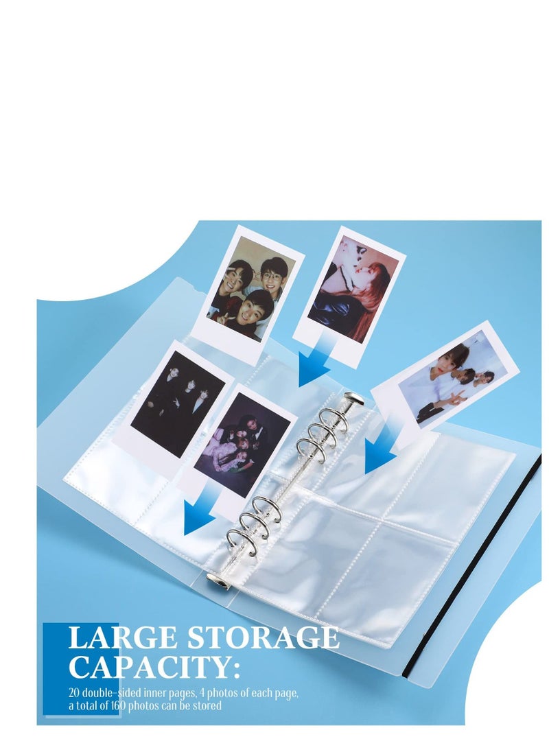 Mini Photo Album with 20 Pcs Inner 6 Ring Photocard Binder A5 Kpop Photocard Holder Book Photo Card Holders Photo Album Folder Clear Photocard Sleeves for Business Card or Picture 4 Photo Style