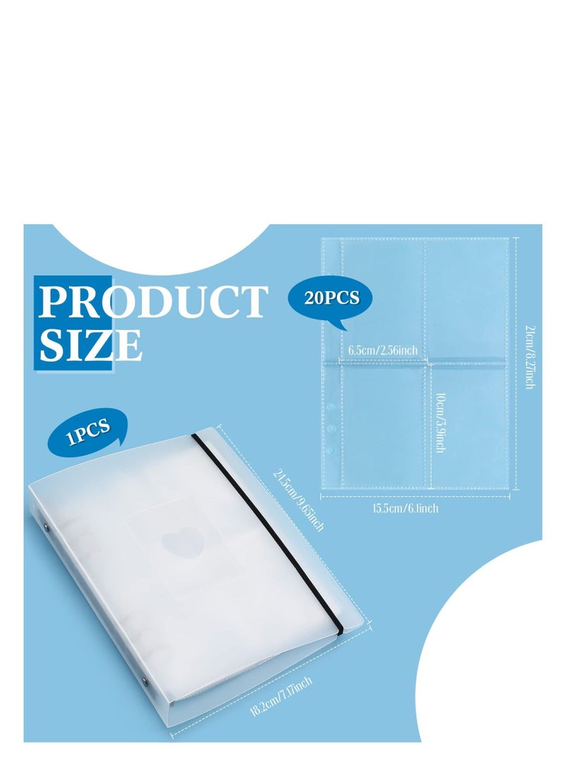 Mini Photo Album with 20 Pcs Inner 6 Ring Photocard Binder A5 Kpop Photocard Holder Book Photo Card Holders Photo Album Folder Clear Photocard Sleeves for Business Card or Picture 4 Photo Style