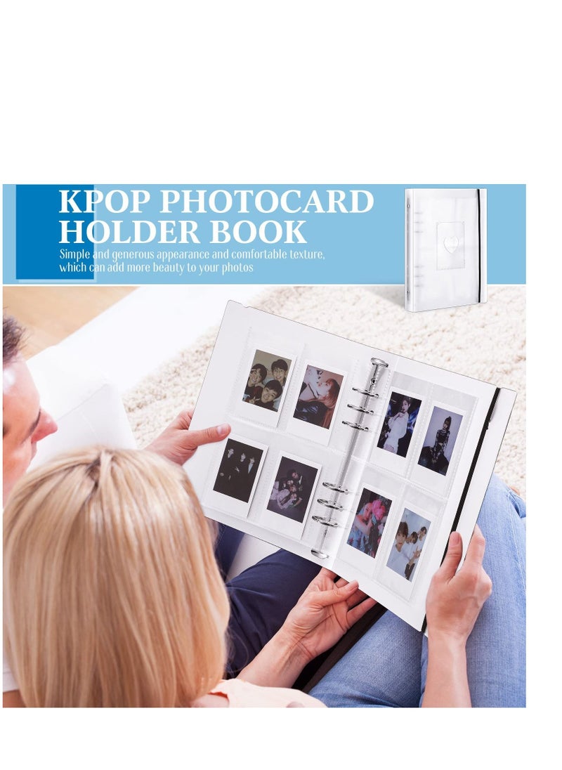 Mini Photo Album with 20 Pcs Inner 6 Ring Photocard Binder A5 Kpop Photocard Holder Book Photo Card Holders Photo Album Folder Clear Photocard Sleeves for Business Card or Picture 4 Photo Style