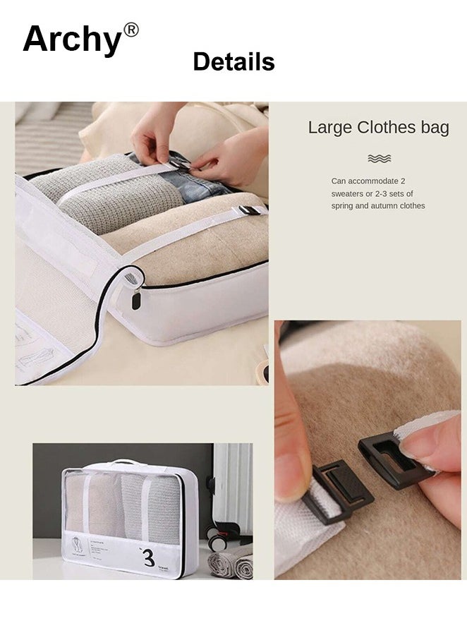 7 PCS Packing Cubes for Men and Women Lightweight Travel Luggage Organizer for Clothes Shoes Toiletries or Accessories Large Capacity Moisture Proof Storage Bags for Carry on Suitcases