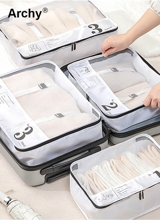 7 PCS Packing Cubes for Men and Women Lightweight Travel Luggage Organizer for Clothes Shoes Toiletries or Accessories Large Capacity Moisture Proof Storage Bags for Carry on Suitcases