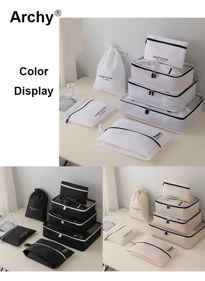 7 PCS Packing Cubes for Men and Women Lightweight Travel Luggage Organizer for Clothes Shoes Toiletries or Accessories Large Capacity Moisture Proof Storage Bags for Carry on Suitcases