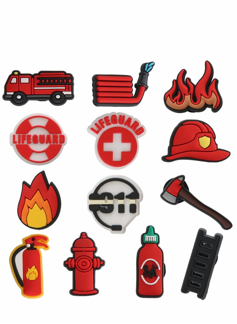 Crocs Charms, Fireman Theme Shoe Decoration Charms, Lifeguard Fire Extinguisher Fire Hydrant Shoe Charms for Shoe Clog Sandals Wristband Bracelet, Party Favor Holiday Birthday Gifts