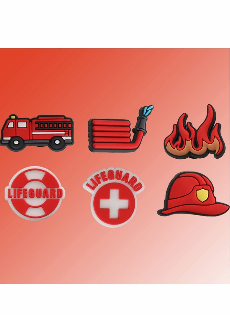Crocs Charms, Fireman Theme Shoe Decoration Charms, Lifeguard Fire Extinguisher Fire Hydrant Shoe Charms for Shoe Clog Sandals Wristband Bracelet, Party Favor Holiday Birthday Gifts