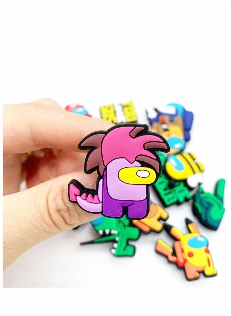 Shoe Decoration Charms, 15 PCS Mixed PVC Shoe Charms for Crocs Charm, PVC Shoe Charms for Croc, Different Shapes, Hole Hole Shoes Buckle, Party Gift for dult Men Women Kids and Teens Girls