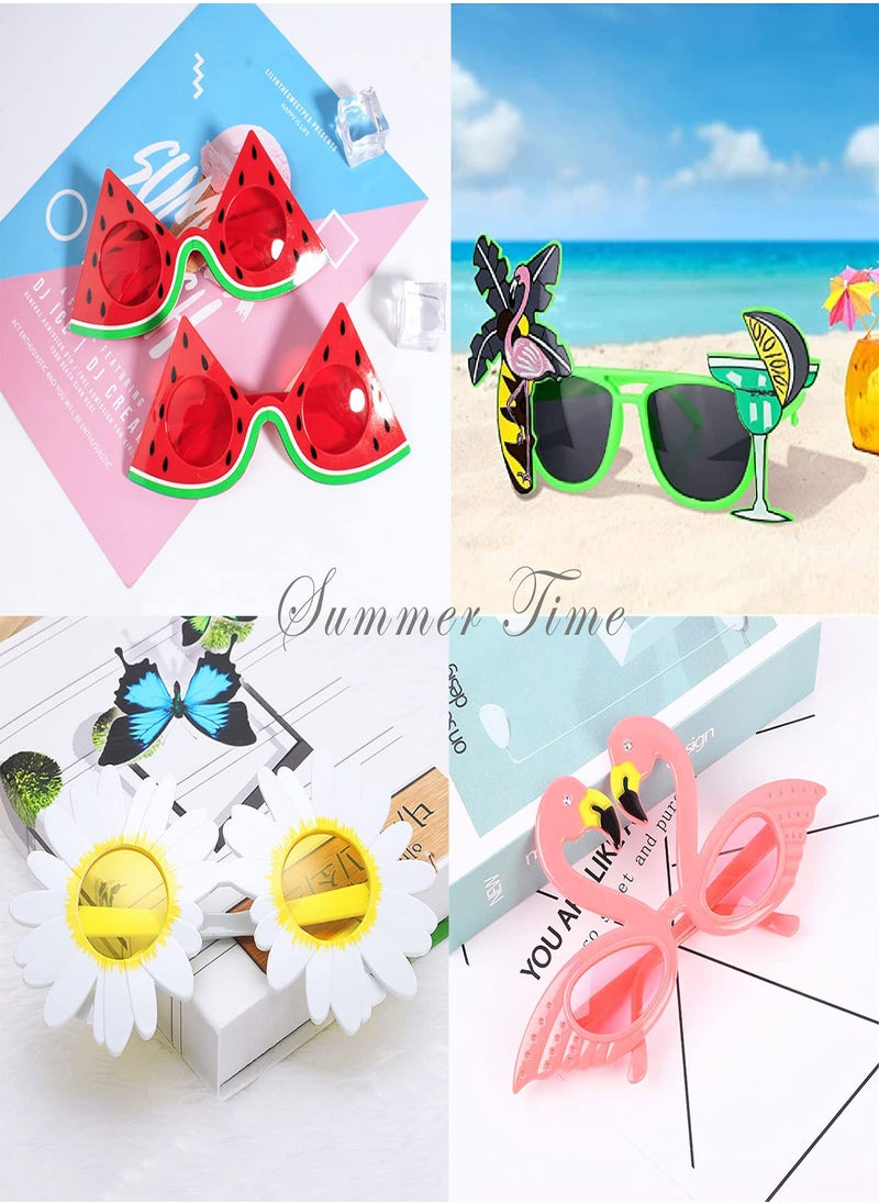 Luau Party Sunglasses 9 Pairs Funny Hawaiian Glasses Hawaiian Glasses for Summer Pool Beach Party Decorations Beach Themed Party Favor Photo Booth Props Beach Themed for Adults Kids