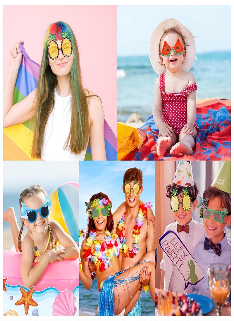 Luau Party Sunglasses 9 Pairs Funny Hawaiian Glasses Hawaiian Glasses for Summer Pool Beach Party Decorations Beach Themed Party Favor Photo Booth Props Beach Themed for Adults Kids