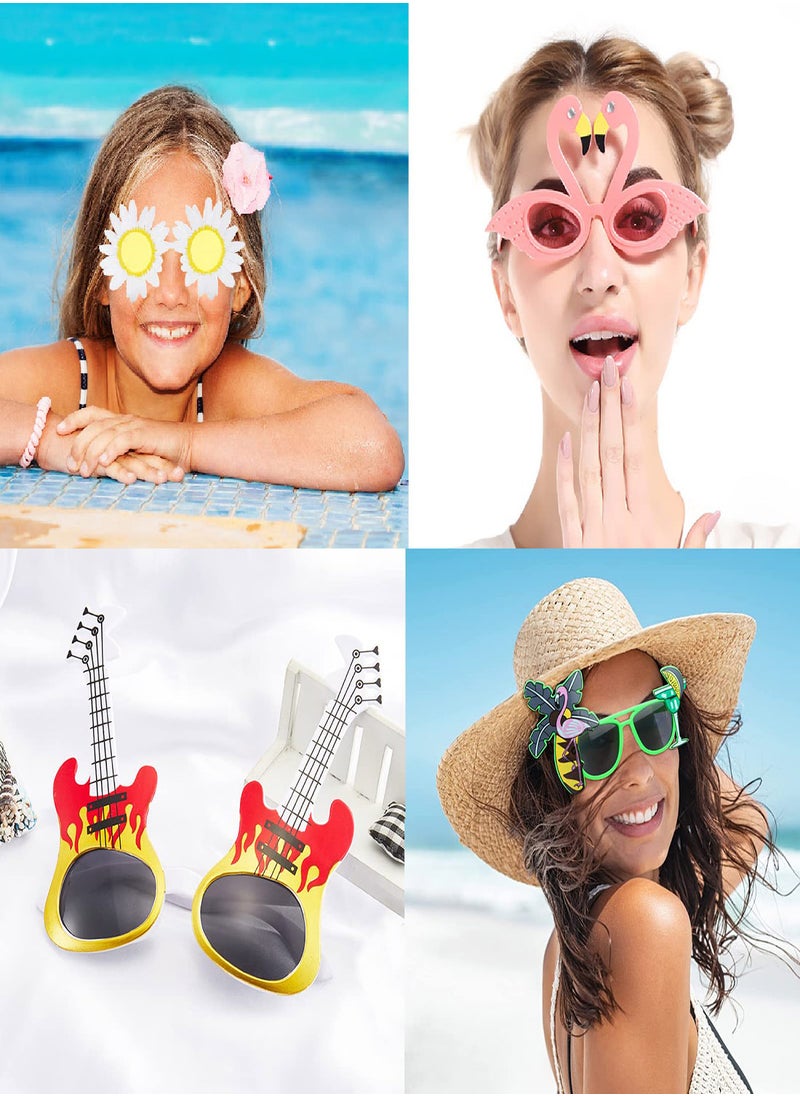Luau Party Sunglasses 9 Pairs Funny Hawaiian Glasses Hawaiian Glasses for Summer Pool Beach Party Decorations Beach Themed Party Favor Photo Booth Props Beach Themed for Adults Kids