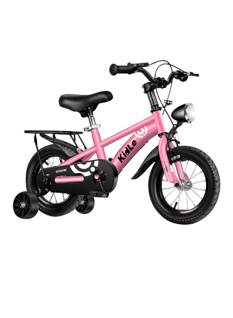 12-18 Inch Kids Bike High Carbon Steel Kids' Bike Children's Bicycle For 2-12 Years Old Girls And Boys With Training Wheels With Headlight Adjustable Seat Tail Rear Rack Wear-Resistant Tires Sensitive Brakes Safe and Stable 16inchcm