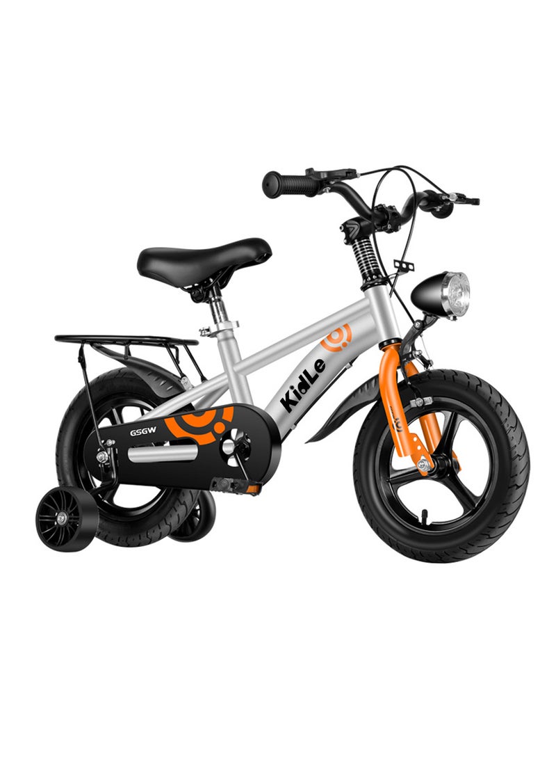 12-18 Inch Kids Bike High Carbon Steel Kids' Bike Children's Bicycle For 2-12 Years Old Girls And Boys With Training Wheels With Headlight Adjustable Seat Tail Rear Rack Wear-Resistant Tires Sensitive Brakes Safe and Stable 12inchcm