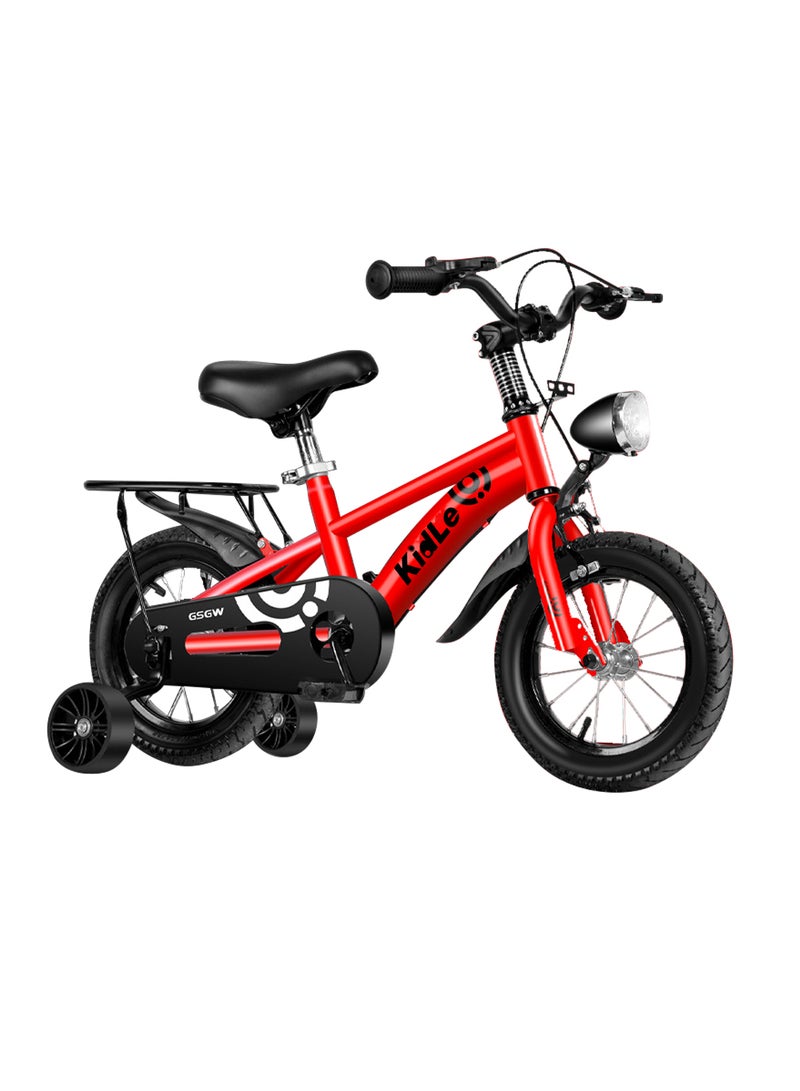 12-18 Inch Kids Bike High Carbon Steel Kids' Bike Children's Bicycle For 2-12 Years Old Girls And Boys With Training Wheels With Headlight Adjustable Seat Tail Rear Rack Wear-Resistant Tires Sensitive Brakes Safe and Stable 12inchcm