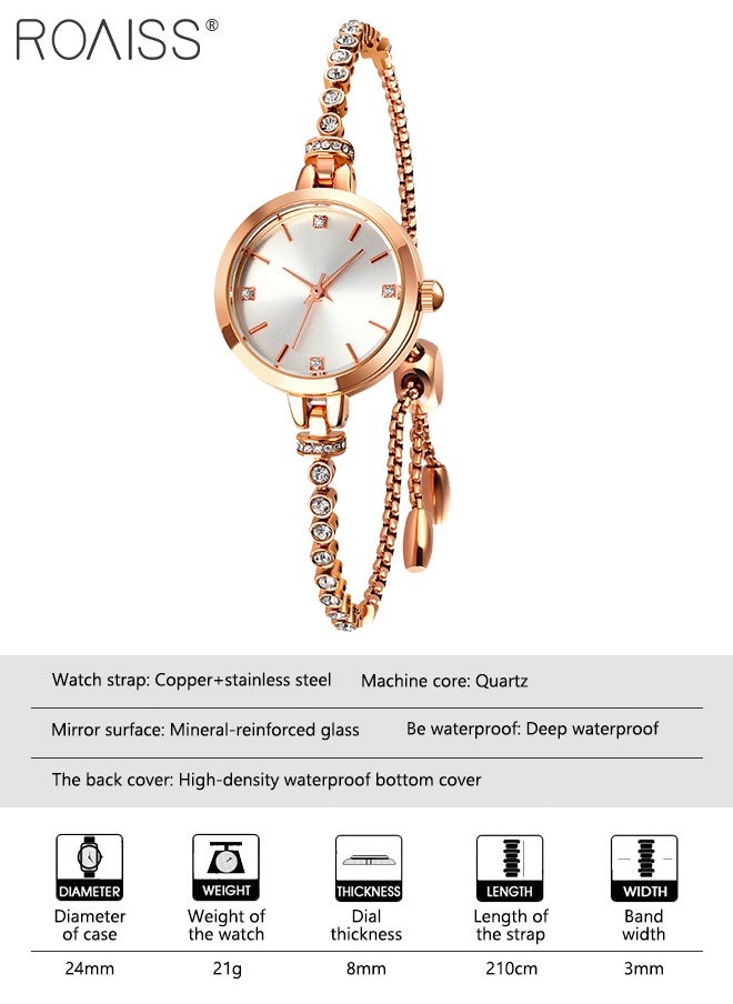 Fashion Women Analog Quartz Watch Mosaic with Diamonds Bracelet Dress Watch for Female Waterproof Wristwatch as Gift for Ladies