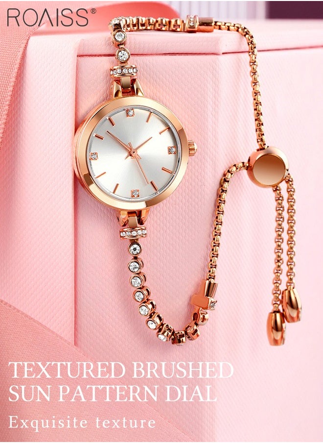 Fashion Women Analog Quartz Watch Mosaic with Diamonds Bracelet Dress Watch for Female Waterproof Wristwatch as Gift for Ladies