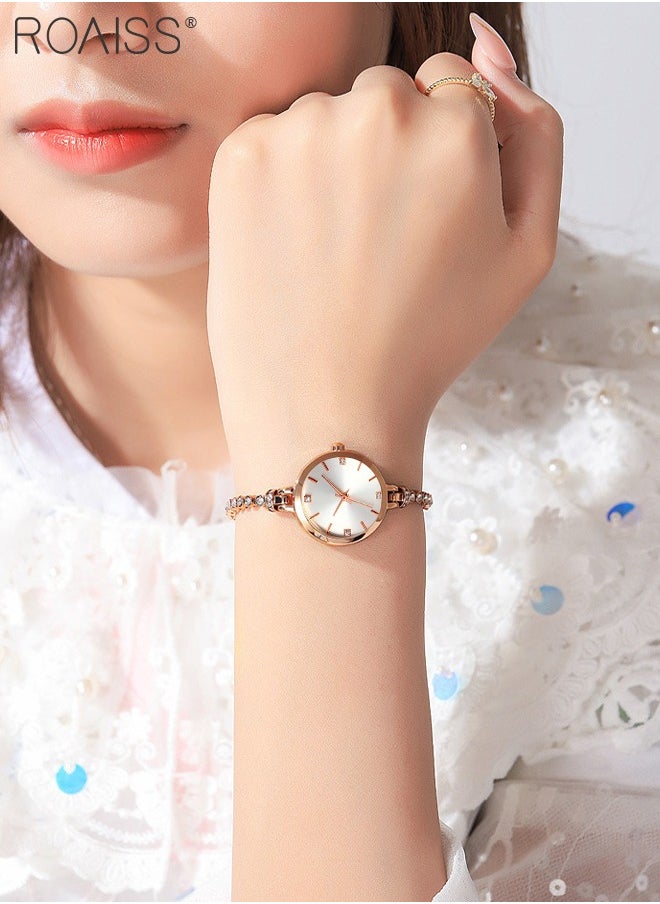 Fashion Women Analog Quartz Watch Mosaic with Diamonds Bracelet Dress Watch for Female Waterproof Wristwatch as Gift for Ladies