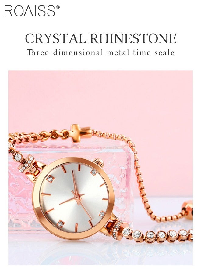 Women Watches Bracelet Diamond Ladies Female Small Rose Gold Fashion Luxury Thin Waterproof Analog Quartz Casual Girls Wife Gifts Rose Gold Wrist Watch