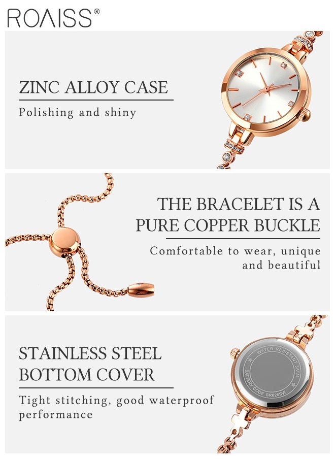 Women Watches Bracelet Diamond Ladies Female Small Rose Gold Fashion Luxury Thin Waterproof Analog Quartz Casual Girls Wife Gifts Rose Gold Wrist Watch