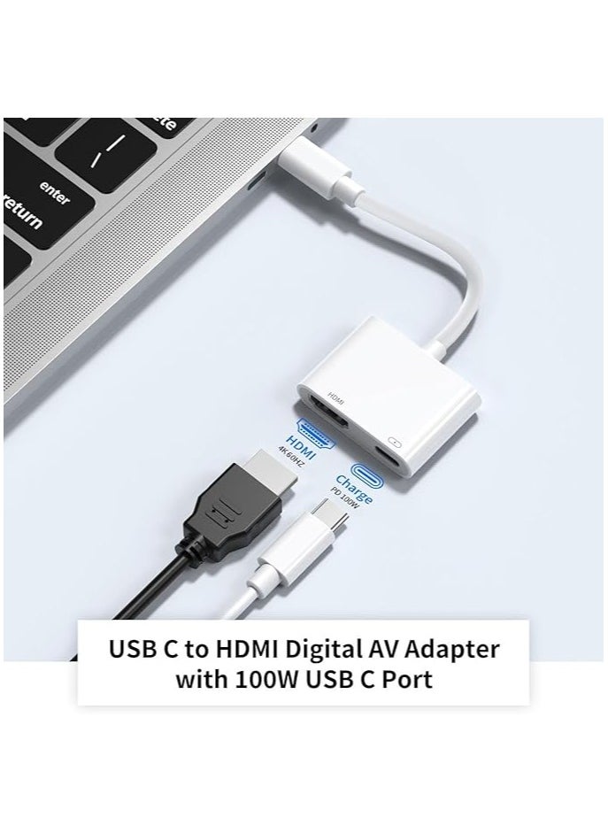 USB-C to HDMI Adapter 4K@60Hz for iPhone 15 MacBook Pro Air iPad Pro, USB 3.1 Type C Digital AV HDMI 2.0 Cord Compatible with Samsung Galaxy S23/S22, Pixelbook, XPS and More