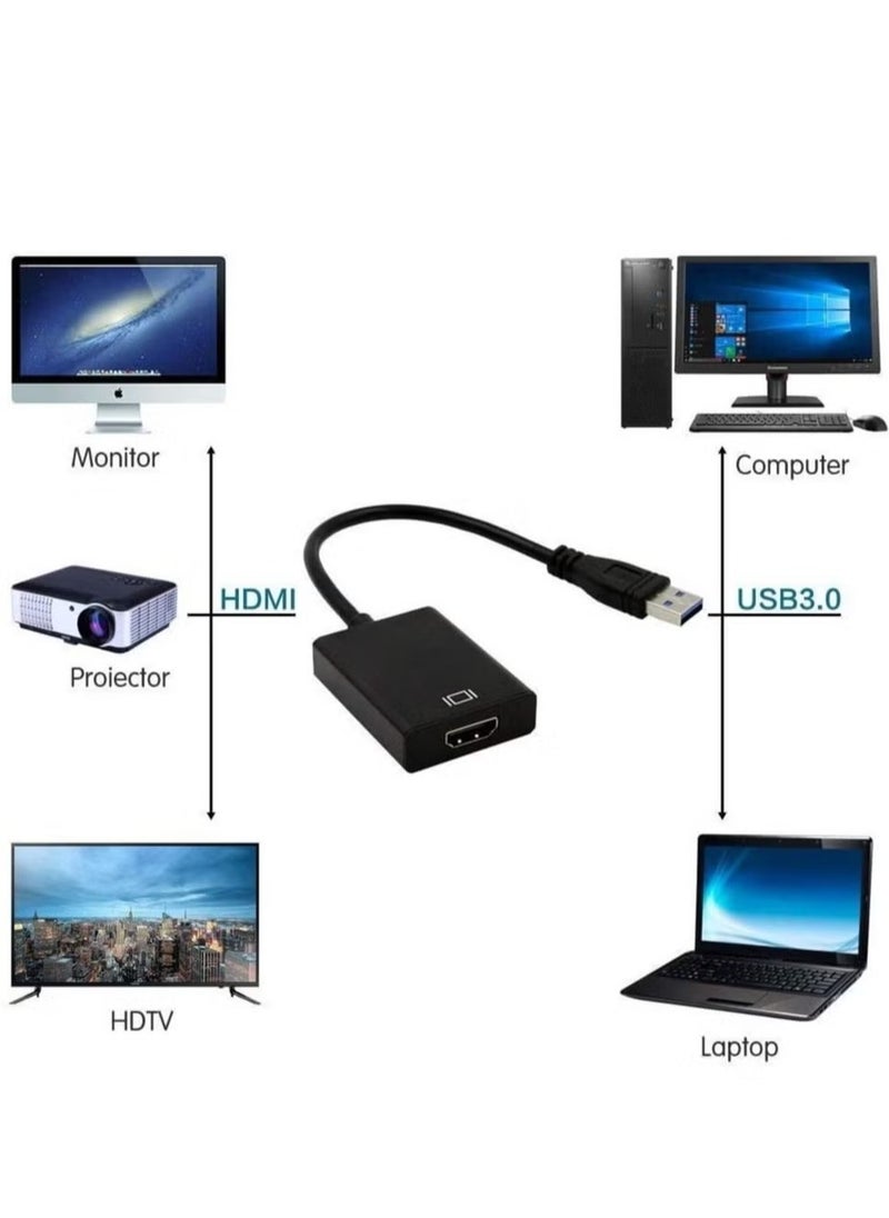 USB 3.0 to HDMI Adapter for Monitor Mac Windows 11 10 8 HDMI USB Converter for Laptop MacBook pro USB3 HDMI Cable Multiple Monitors for Desktop PC TV