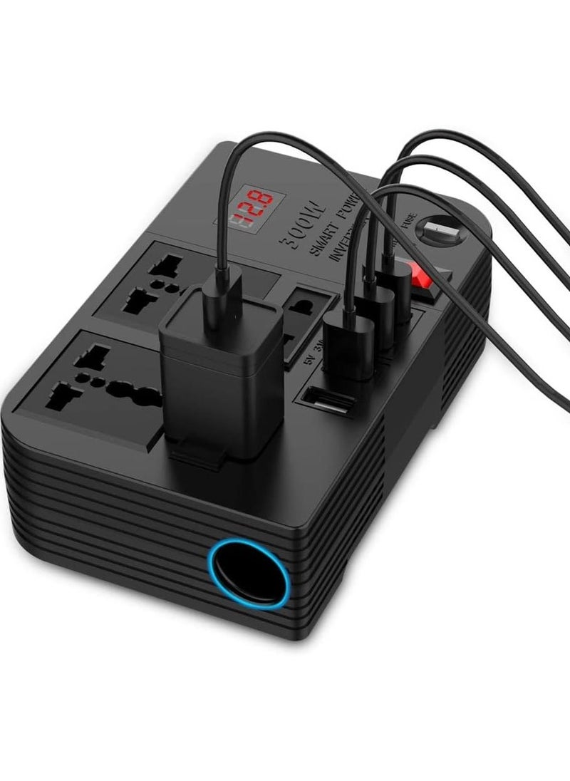 Spark 3 Car Power Inverter 300W: Extension Socket with USB 3.1A Ports and High Voltage Protection