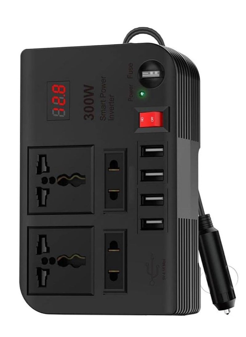 Spark 3 Car Power Inverter 300W: Extension Socket with USB 3.1A Ports and High Voltage Protection