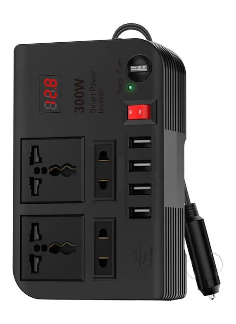 Spark 3 Car Power Inverter 300W: Extension Socket with USB 3.1A Ports and High Voltage Protection