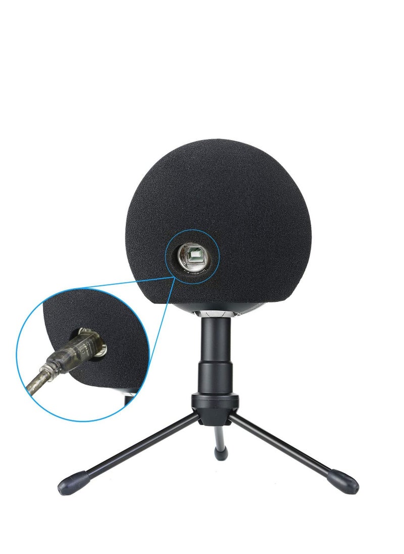 Snowball Pop Filter  Microphone Windscreen Foam Cover Compatible with Blue Snowball iCE Mic Improve Audio Quality Black