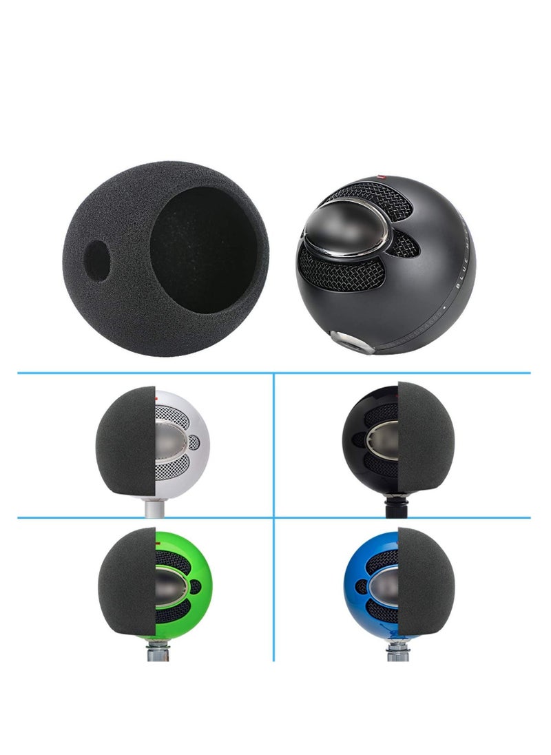 Snowball Pop Filter  Microphone Windscreen Foam Cover Compatible with Blue Snowball iCE Mic Improve Audio Quality Black