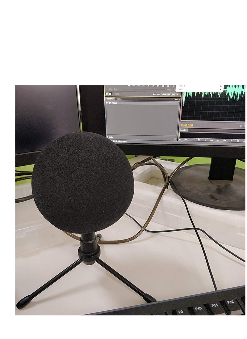 Snowball Pop Filter  Microphone Windscreen Foam Cover Compatible with Blue Snowball iCE Mic Improve Audio Quality Black