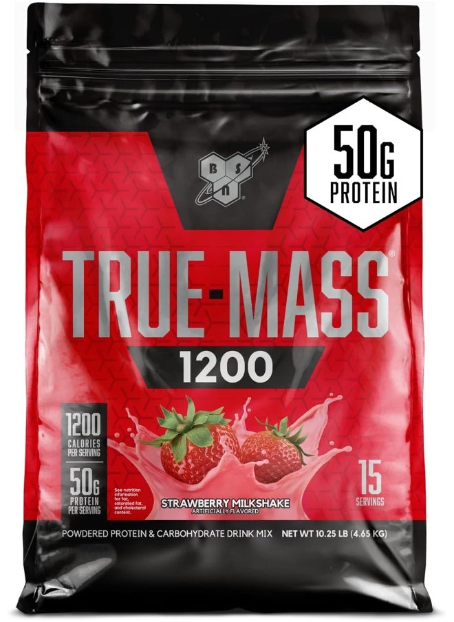 True-Mass Weight Gainer Muscle Mass Gainer Protein Powder Strawberry Milkshake 10.25 Pound