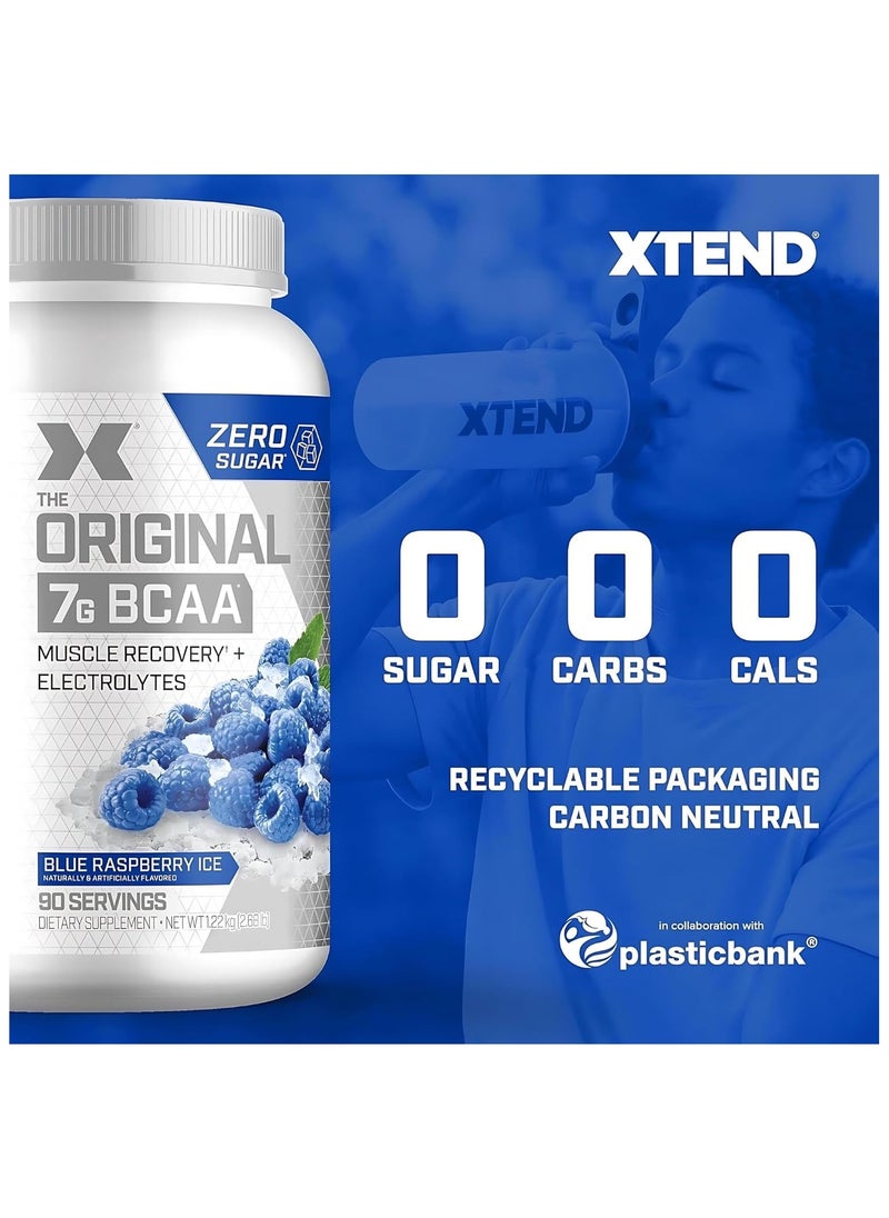 BCAA Powder - Blue Raspberry Ice, 7g Amino  Zero Calorie, Zero Carb, Zero Sugar, 90 Servings