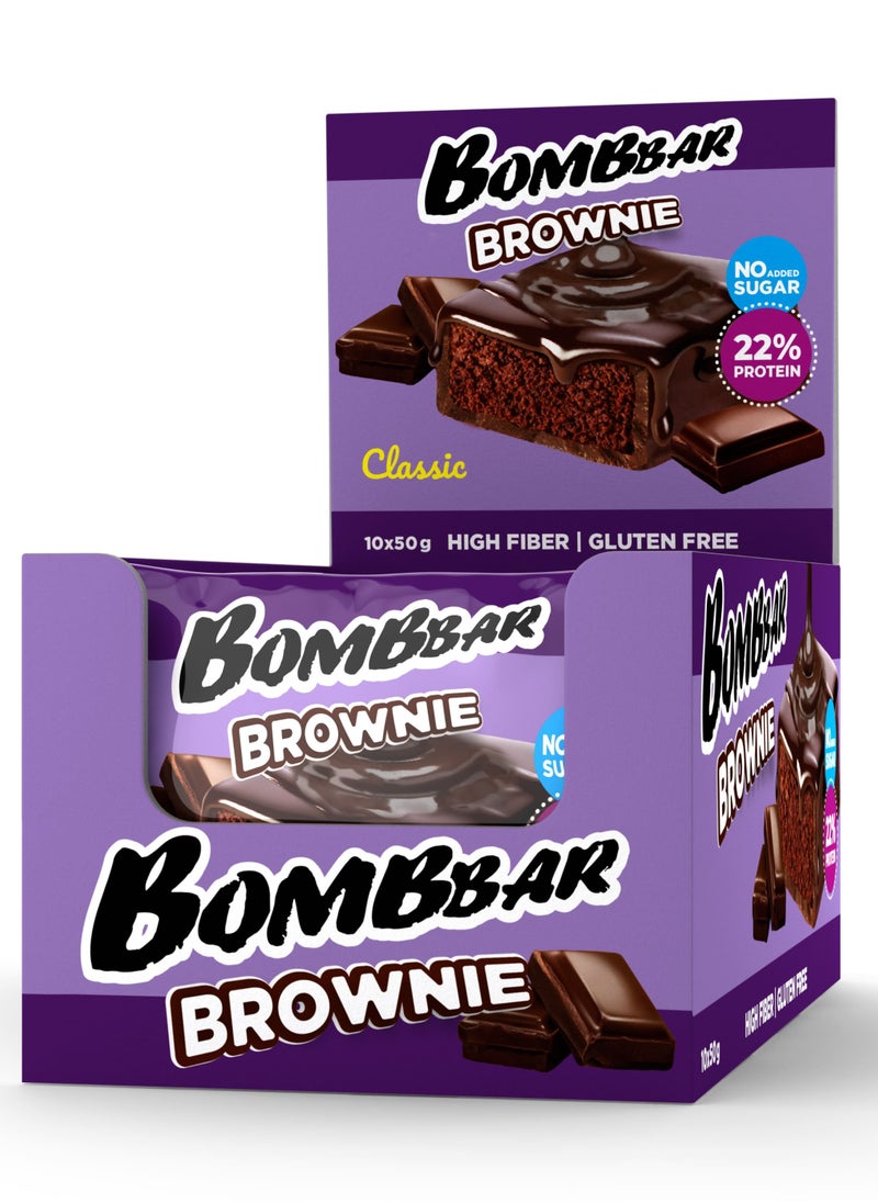 Protein Brownie Classic Gluten Free, High Fiber and No Sugar Added 10x50g