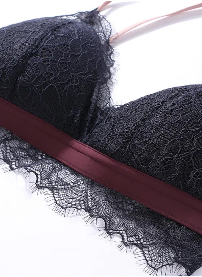 Women's Medium Size Bra and Panty Set Bra Lace Lash Floral Briefs Underwear Triangle Cup Young Girls Underwear Lingerie Bra and Panties Set Cymbidium