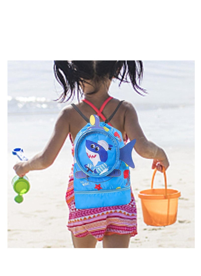 Childrens Dry and Wet Separation Swimming Bag Portable Waterproof Drawstring Backpack Swim Sports Pool Beach Bag