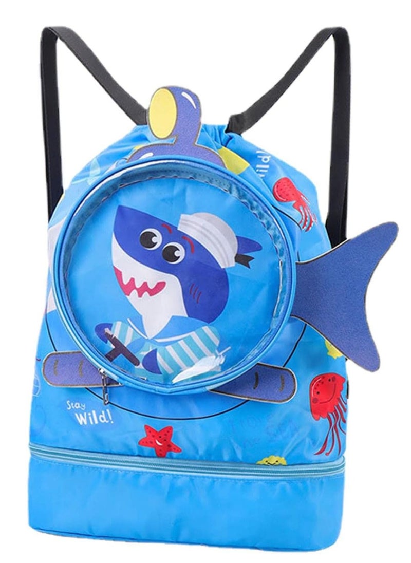 Childrens Dry and Wet Separation Swimming Bag Portable Waterproof Drawstring Backpack Swim Sports Pool Beach Bag