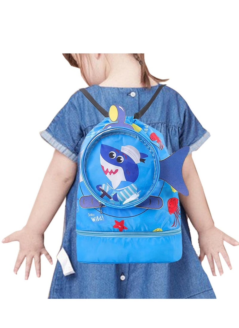 Childrens Dry and Wet Separation Swimming Bag Portable Waterproof Drawstring Backpack Swim Sports Pool Beach Bag