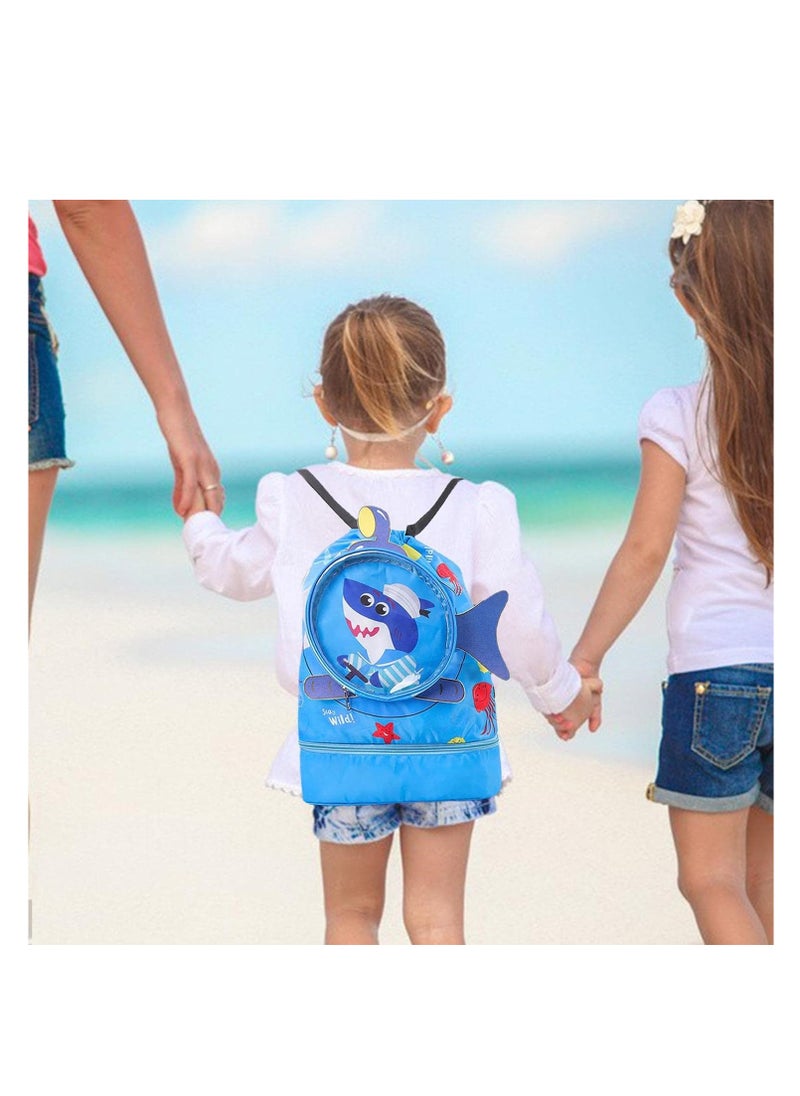 Childrens Dry and Wet Separation Swimming Bag Portable Waterproof Drawstring Backpack Swim Sports Pool Beach Bag
