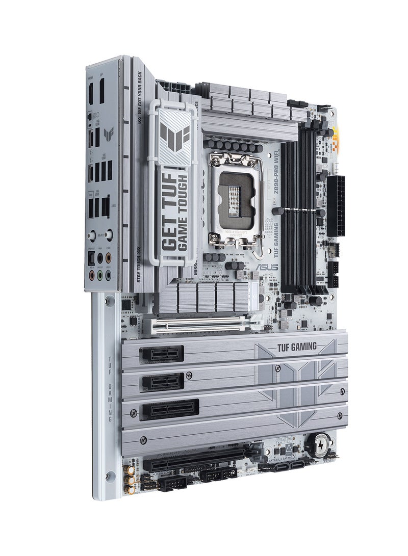 TUF GAMING Z890-PRO Wi-Fi ATX Motherboard, Intel Z890 Chipset, LGA1851 Socket, 4*DIMM DDR5 192GB Max Memory, 4*M.2, 1*PCIe 5.0*16, 1*2.5Gb Ethernet & Wi-Fi 7, Bluetooth v5.4, 1*HDMI, 1*DP, 2*Intel Thunderbolt 4 port (USB Type-C), AI Solutions, AI PC-Ready | 90MB1IR0-M0EAY0 White