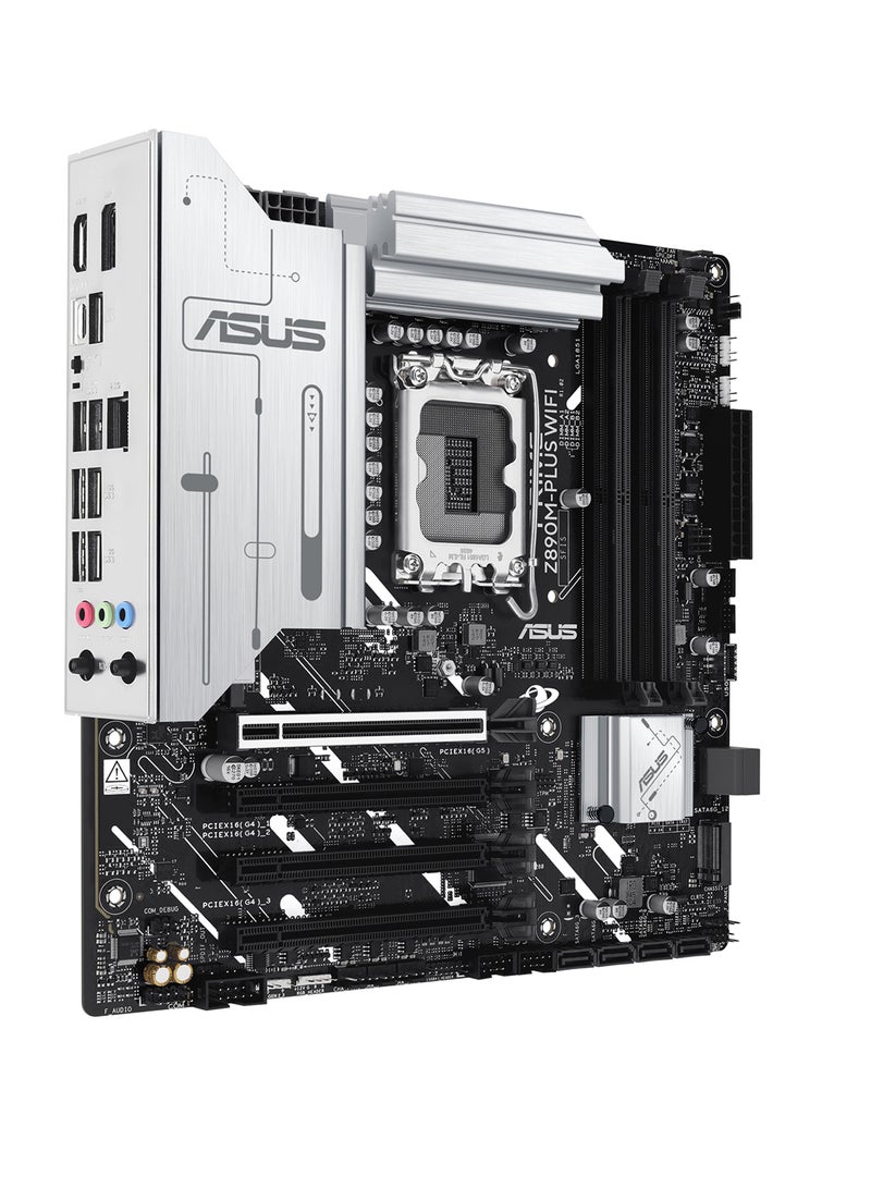 Prime Z890M-PLUS Wi-Fi mATX Motherboard, Intel Z890 Chipset, LGA1851 Socket, 4*DIMM DDR5 192GB Max Memory, 3*M.2, 1*PCIe 5.0*16, 1*2.5Gb Ethernet & Wi-Fi 7, Bluetooth v5.4, 1*HDMI, 1*DP, 1*USB 20Gbps port (USB Type-C), AI Solutions, AI PC-Ready | 90MB1J80-M0EAY0 Black