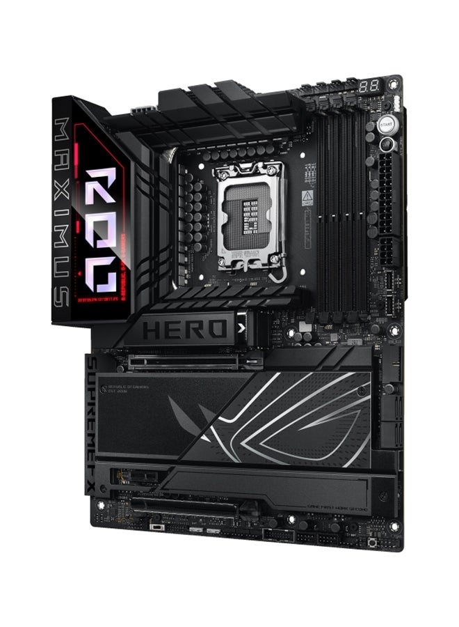 ROG MAXIMUS Z890 HERO Wi-Fi ATX Motherboard, Intel Z890 Chipset, LGA1851 Socket, 4*DIMM DDR5 192GB Max Memory, 6*M.2, 1*PCIe 5.0*16, 1*2.5Gb & 1*5Gb Ethernet & Wi-Fi 7, Bluetooth v5.4, 1*HDMI, 2*Intel Thunderbolt, AI Intelligence, EZ PC DIY, Polymo Lighting II | 90MB1ID0-M0EAY0 Black