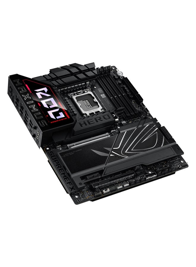 ROG MAXIMUS Z890 HERO Wi-Fi ATX Motherboard, Intel Z890 Chipset, LGA1851 Socket, 4*DIMM DDR5 192GB Max Memory, 6*M.2, 1*PCIe 5.0*16, 1*2.5Gb & 1*5Gb Ethernet & Wi-Fi 7, Bluetooth v5.4, 1*HDMI, 2*Intel Thunderbolt, AI Intelligence, EZ PC DIY, Polymo Lighting II | 90MB1ID0-M0EAY0 Black