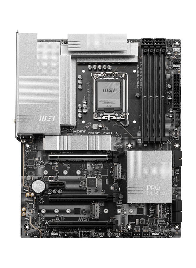 Pro Z890-P Wi-Fi ATX Motherboard, Intel Z890 Chipset, LGA1851 Socket, 4*DIMM DDR5 256GB Max Memory, 4*M.2, 1*PCIe 5.0*16, 1*5Gb Ethernet & Wi-Fi 7, Bluetooth v5.4, 1*HDMI, 1*DP, 1*Type-C Display Port, Frozr Guard, EZ DIY, Ready For AI PC, | 911-7E34-001 Black