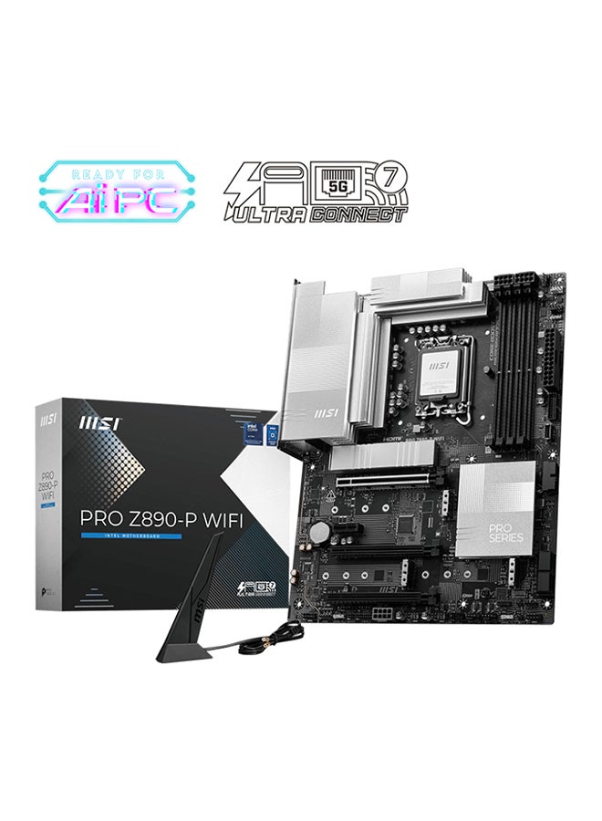 Pro Z890-P Wi-Fi ATX Motherboard, Intel Z890 Chipset, LGA1851 Socket, 4*DIMM DDR5 256GB Max Memory, 4*M.2, 1*PCIe 5.0*16, 1*5Gb Ethernet & Wi-Fi 7, Bluetooth v5.4, 1*HDMI, 1*DP, 1*Type-C Display Port, Frozr Guard, EZ DIY, Ready For AI PC, | 911-7E34-001 Black