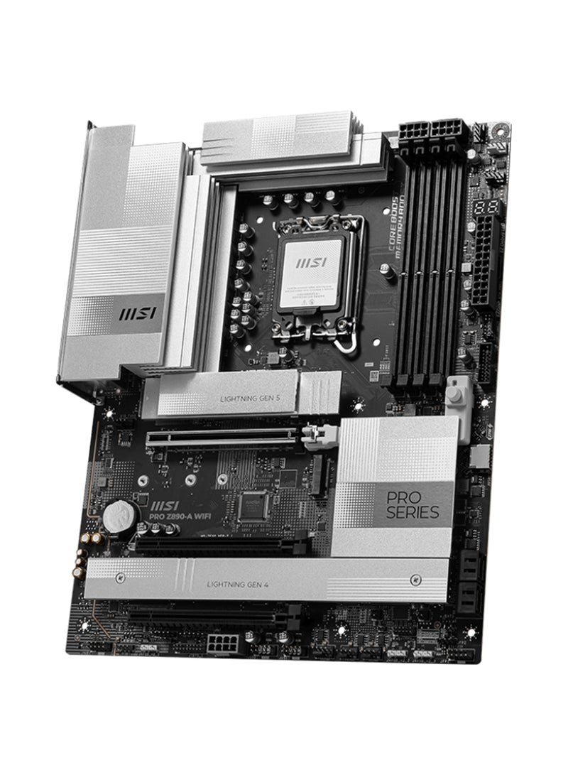 PRO Z890-A Wi-Fi ATX Motherboard, Intel Z890 Chipset, LGA1851 Socket, 4*DIMM DDR5 256GB Max Memory, 4*M.2, 1*PCIe 5.0*16, 1*5Gb Ethernet & Wi-Fi 7, Bluetooth v5.4, 1*HDMI, 2*Type-C Display Port, Audio Boost 4, Frozr Guard, EZ DIY, Ready For AI PC | 911-7E32-004 Black