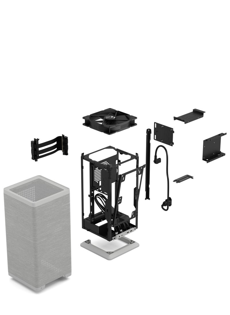Mood mITX Case – Compact SFF Case, 1x 3.5” Drive Mount, 2x 2.5” Drive Mounts, USB 3.2 Gen 2x2 Type-C, Front 280mm Radiator Support, 1x 180mm Top Fan (Included), No Rear or Bottom Fan, SFX/SFX-L PSU Compatibility, GPU Max Length 325mm, CPU Cooler Max Height 114mm, Tool-less Push-to-Lock Design, Light Gray | FD-C-MOD1N-01
