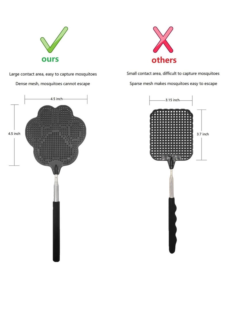 3Pcs Extendable Fly Swatter Manual, Telescopic Fly Swatters Heavy Duty Set, Bug Swatter with Adjustable Long Handle, Mosquito Killer Flyswatter Swatter for Indoor,Outdoor, School