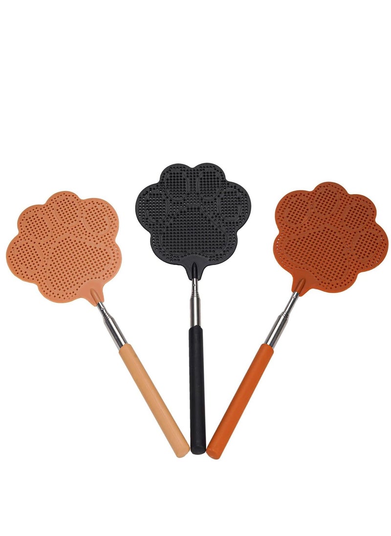 3Pcs Extendable Fly Swatter Manual, Telescopic Fly Swatters Heavy Duty Set, Bug Swatter with Adjustable Long Handle, Mosquito Killer Flyswatter Swatter for Indoor,Outdoor, School