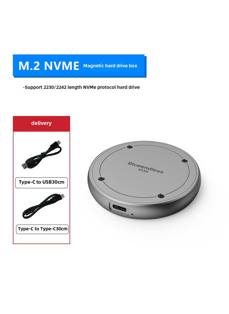 M.2 NVMe SSD Enclosure USB3.2 PD Charging 2230/2242 Magnetic box with C- A C- C double line