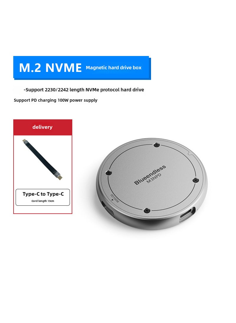 M.2 NVMe SSD Enclosure USB3.2 PD Charging 2230/2242 MagnetiC box + PD Charging with C-C Cable