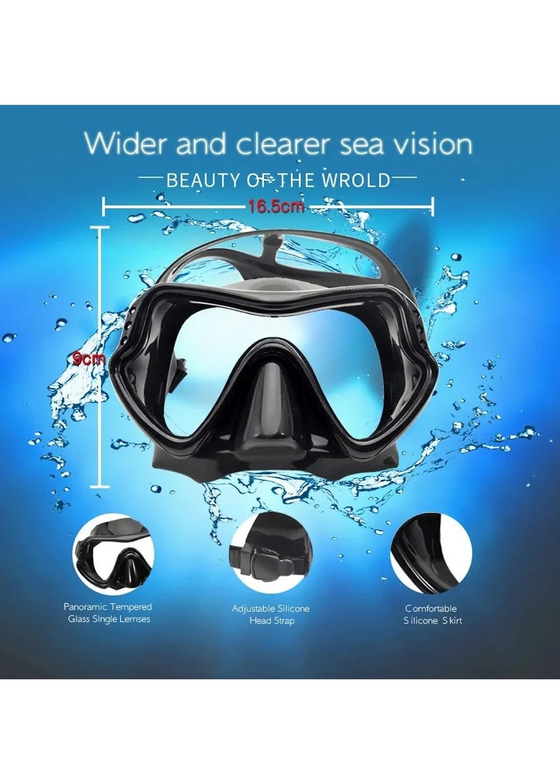 Dry Snorkel Set Diving Mask For Adults Tempered Glass Professional Panoramic Snorkeling Gear Swimming Training Snorkel Kit