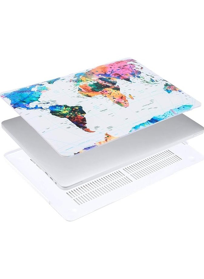 Compatible with MacBook Pro 13 inch Case M2 2022, 2021, 2020-2016 A2338 M1 A2251 A2289 A2159 A1989 A1708 A1706, Plastic Cloud Marble Hard Shell&Keyboard Cover&Screen Protector, World Map